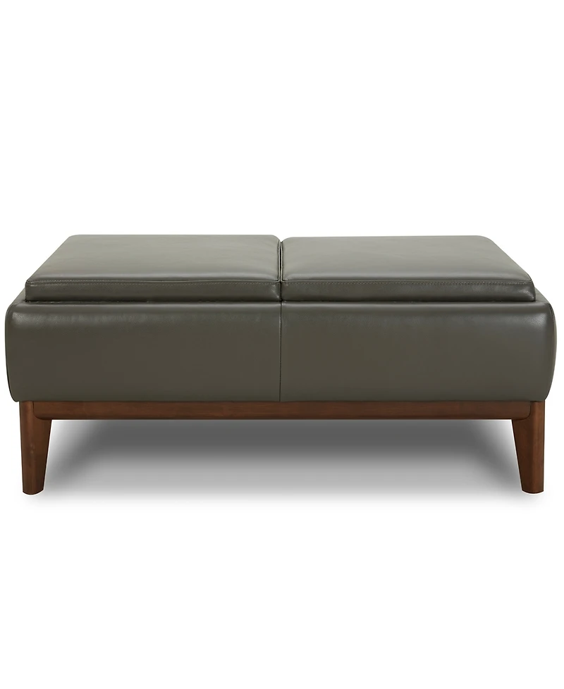 Jollene Leather Ottoman with Wood Trays, Created for Macy's