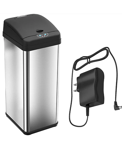 iTouchless 13 Gallon / 49 Liter Stainless Steel Kitchen Trash Can with Odor Filter and Ac Adapter