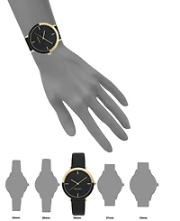 Nine West Women's Gold-Tone and Black Strap Watch, 36mm
