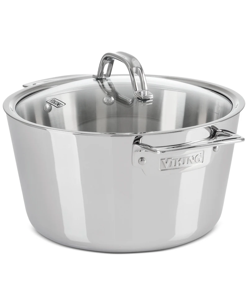 Viking Contemporary Stainless Steel 3-Ply 5.2-Quart Dutch Oven with Glass Lid