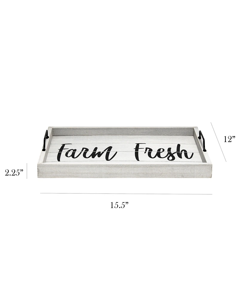 Elegant Designs Decorative Wood Serving Tray with Handles - Farm Fresh