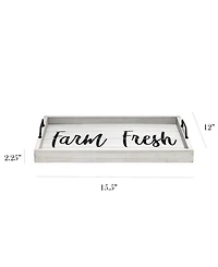 Elegant Designs Decorative Wood Serving Tray with Handles - Farm Fresh