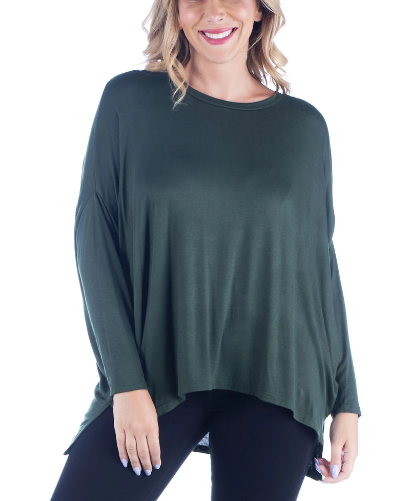 Women's Plus Oversized Long Sleeves Dolman Top