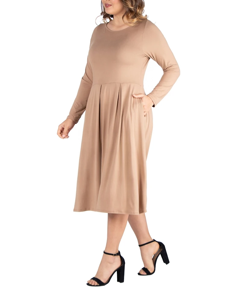 Women's Plus Fit and Flare Midi Dress