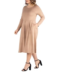 Women's Plus Fit and Flare Midi Dress