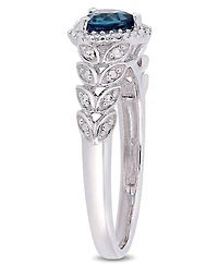 Amethyst and Diamond Halo Heart Ring (Also Blue Topaz)