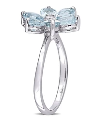 Aquamarine and Diamond Accent Floral Ring