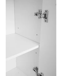 Basicwise Versatile 77-Inch White Tall Storage Cabinet with 2 Doors and Adjustable Shelves, Linen Tower Cabinet, Bathroom Organizer and Storage
