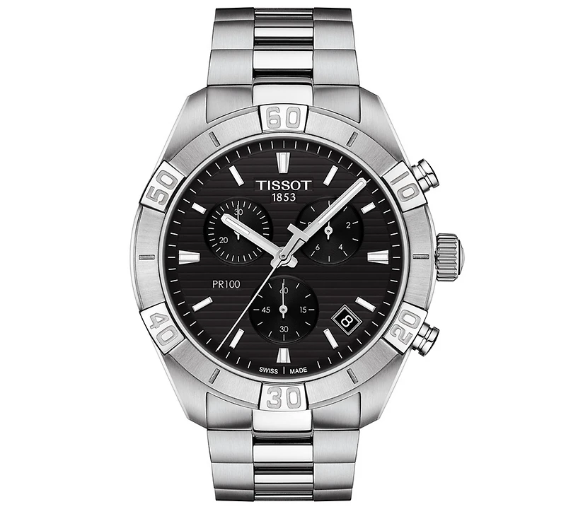 Tissot Men's Swiss Chronograph Pr 100 Sport Stainless Steel Bracelet Watch 44mm
