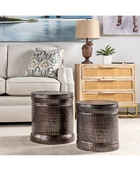 Lindy Hammered Metal Accent Stools, Set of 2