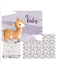 GooseWaddle 2 Pack Newborn Receiving Blanket Ginger Deer/Purple Berries