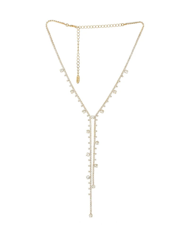 Elegant Crystal Drop Chain Lariat Necklace