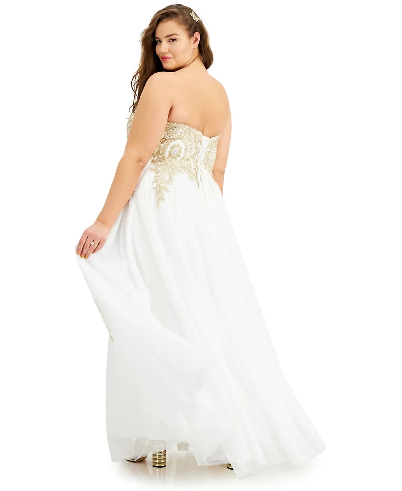 Say Yes Trendy Plus Strapless Embellished Gown, Created for Macy's