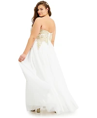 Say Yes Trendy Plus Strapless Embellished Gown, Created for Macy's
