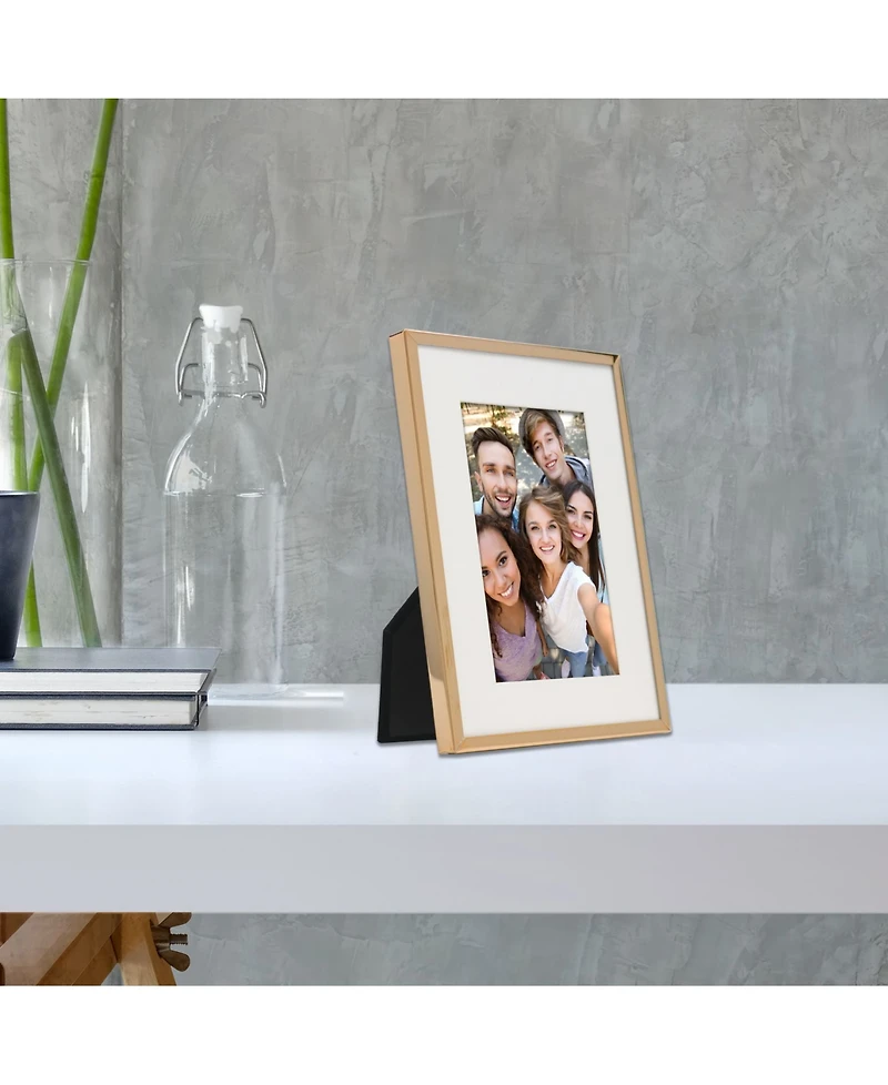 Elegant Metal Picture Frame with Bevel Cut Mat for Photo
