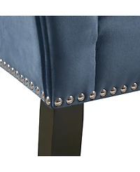 Madison Park Welburn 49.5" Upholstered Bench with Back Wood Legs