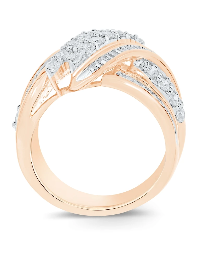 Diamond Double-Row Center Ring (2 ct. t.w.) 14K Gold , White or Rose