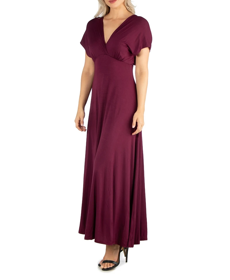 Women's Cap Sleeve V-Neck Maxi Dress