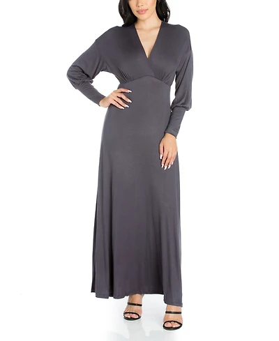 24seven Comfort Apparel Women's Formal Long Sleeve Maxi Dress