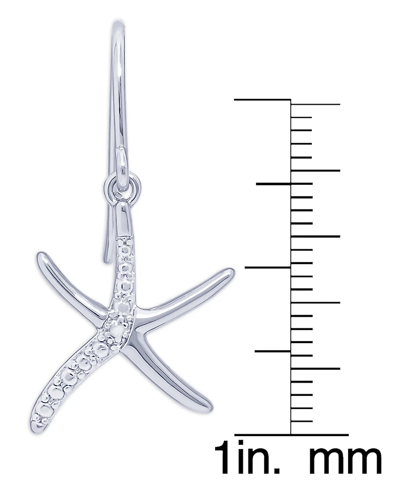 Diamond Accent Starfish Fishhook Ball Gold Plate Or Silver Plate Stud Set