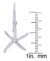 Diamond Accent Starfish Fishhook Ball Gold Plate Or Silver Plate Stud Set