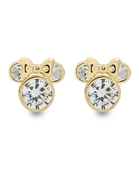 Disney Children's Cubic Zirconia Minnie Mouse Stud Earrings in 14k Gold