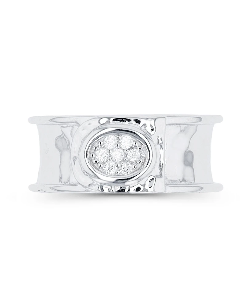 Cubic Zirconia Hammered Center Ring