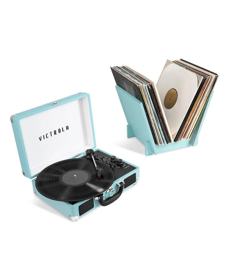 Victrola Journey Bluetooth Suitcase Record Player with Matching Record Stand