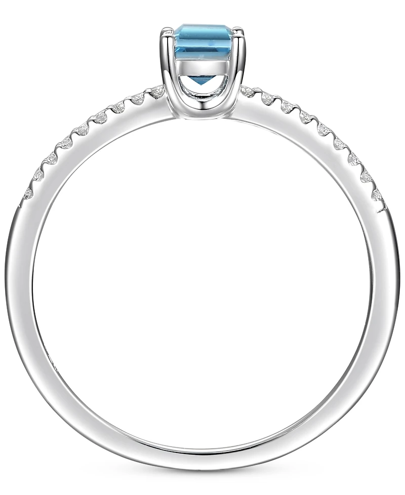 Blue Topaz (3/8 ct. t.w.) & Diamond (1/20 Ring Sterling Silver (Also Citrine Amethyst)