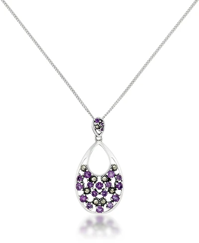 Pave Amethyst Teardrop Pendant and a Curb Chain
