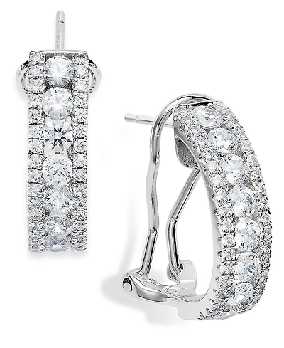Arabella Sterling Silver Cubic Zirconia Three-Row Hoop Earrings (4 ct. t.w.)