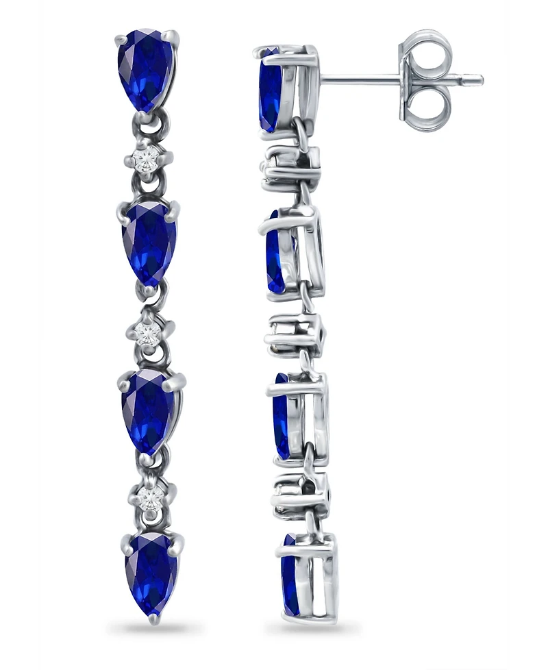 Giani Bernini Simulated Blue Sapphire and Cubic Zirconia Linear Drop Earrings