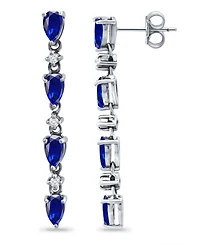 Giani Bernini Simulated Blue Sapphire and Cubic Zirconia Linear Drop Earrings