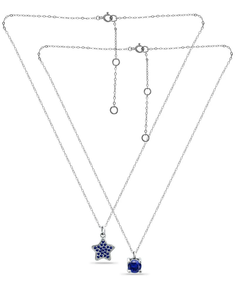 Giani Bernini Simulated Blue Sapphire Star Round Pendant Set, 2 Piece