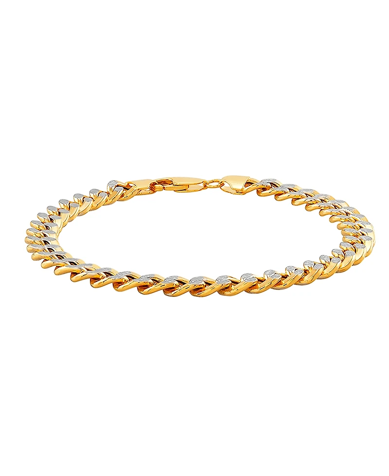 Lightweight Polished Diamond Cut 7MM Curb Chain Bracelet in 10K Yellow Gold