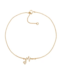 Diamond Accent Heartbeat Anklet In 14K Rose Gold-Plated Sterling Silver, 9" + 1" extender