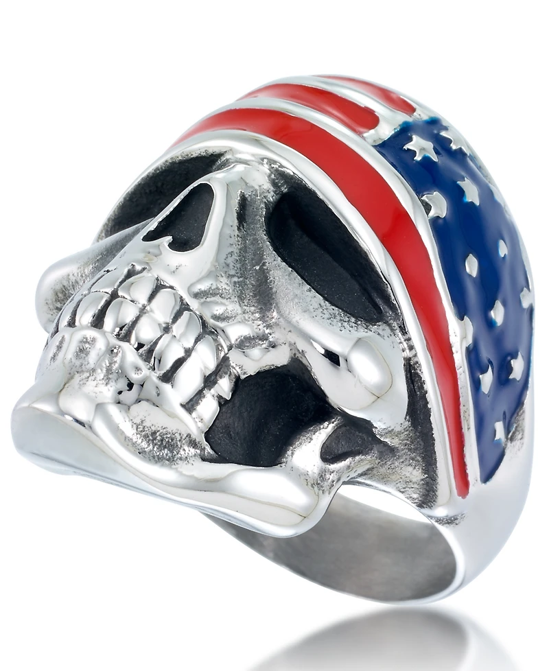 Andrew Charles by Andy Hilfiger Men's Enamel Skull Ring Stainless Steel