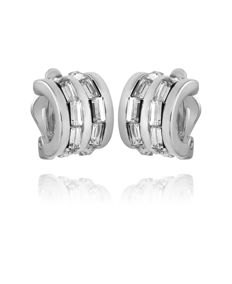 T Tahari Women's Crystal Baguette Hoop Earring