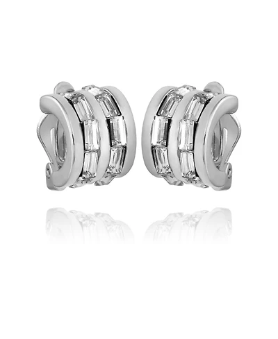 T Tahari Women's Crystal Baguette Hoop Earring