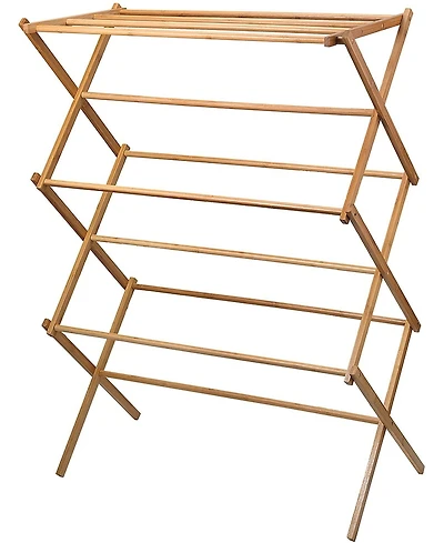 Homeitusa Bamboo Wooden Clothes Drying Rack - Oversize Hang Rack for Clothes - Laundry Rack for Clothing Drying Natural