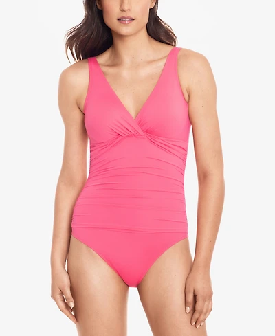 Lauren Ralph Beach Club Solid Twist Underwire Tummy-Control One-Piece Swimsuit