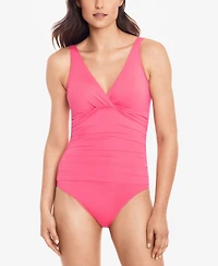 Lauren Ralph Beach Club Solid Twist Underwire Tummy-Control One-Piece Swimsuit