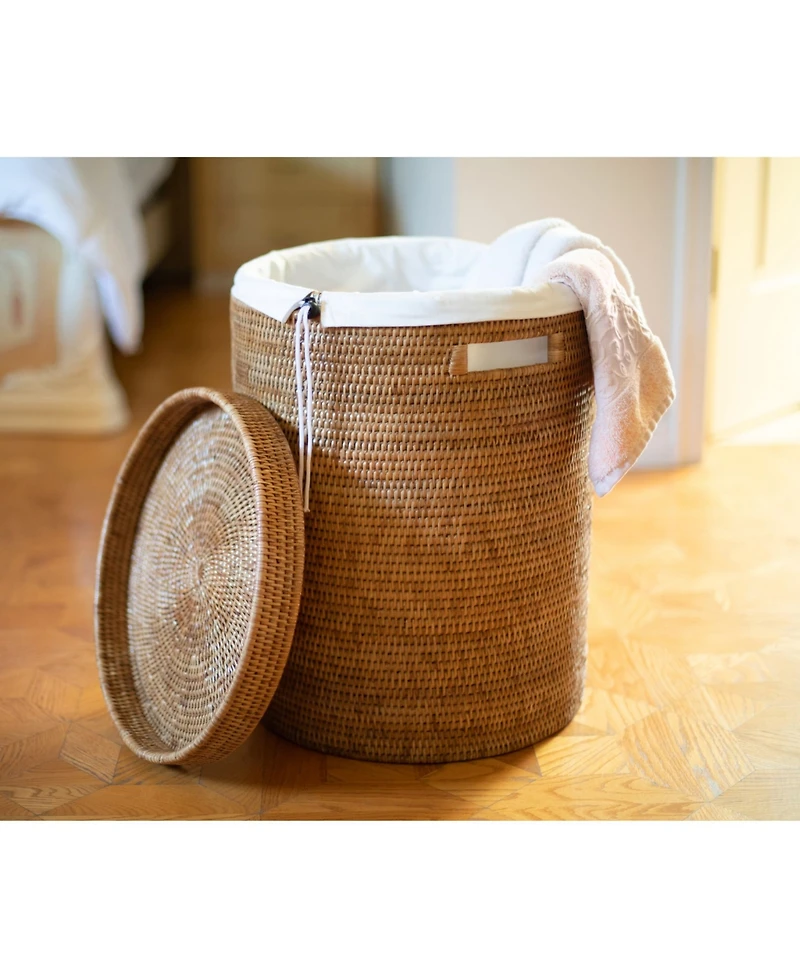 Artifacts Trading Company Rattan Round Hamper with Lid