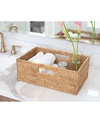 Artifacts Rattan Rectangular Shelf basket with Side handles