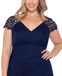 Xscape Plus Lace-Shoulder Gown
