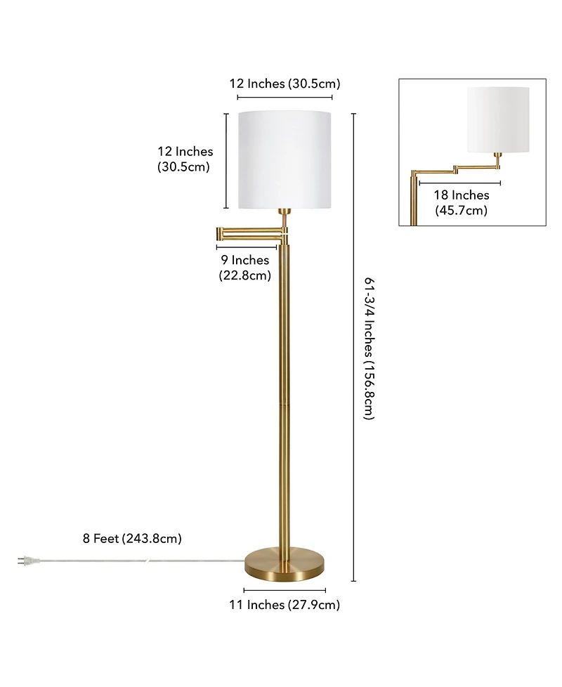 Moby Swing Arm Floor Lamp with Drum Shade