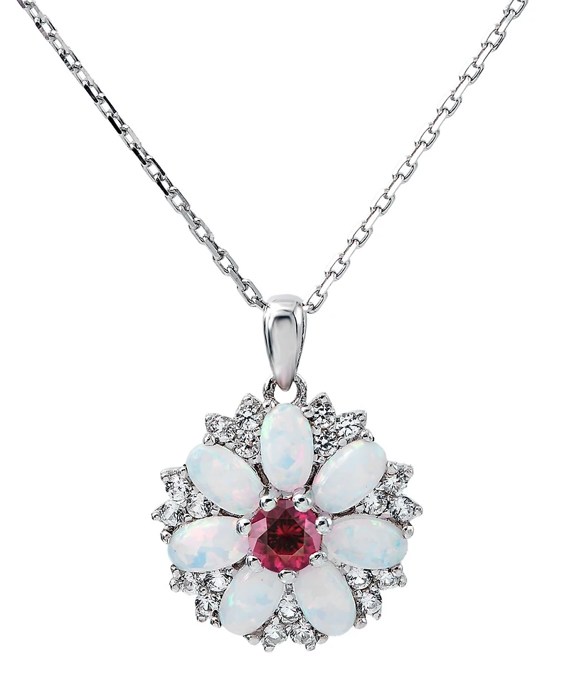 Women's Flower Pendant Necklace in Sterling Silver