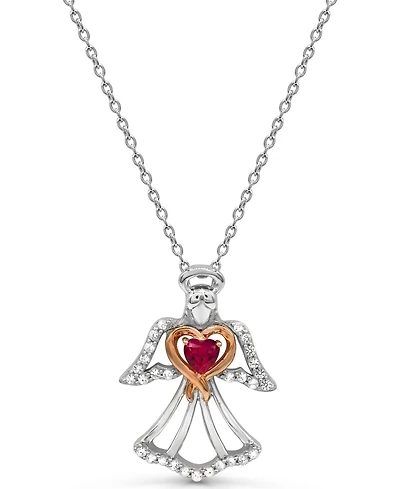 Women's 14K Rose Gold Plated Angel Heart Pendant Necklace in Sterling Silver