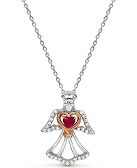 Women's 14K Rose Gold Plated Angel Heart Pendant Necklace in Sterling Silver