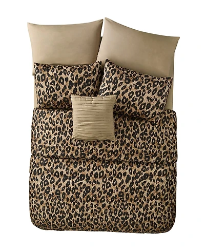 Vcny Home Cheetah Reversible Bed in a Bag 8 Piece Comforter Set, Queen